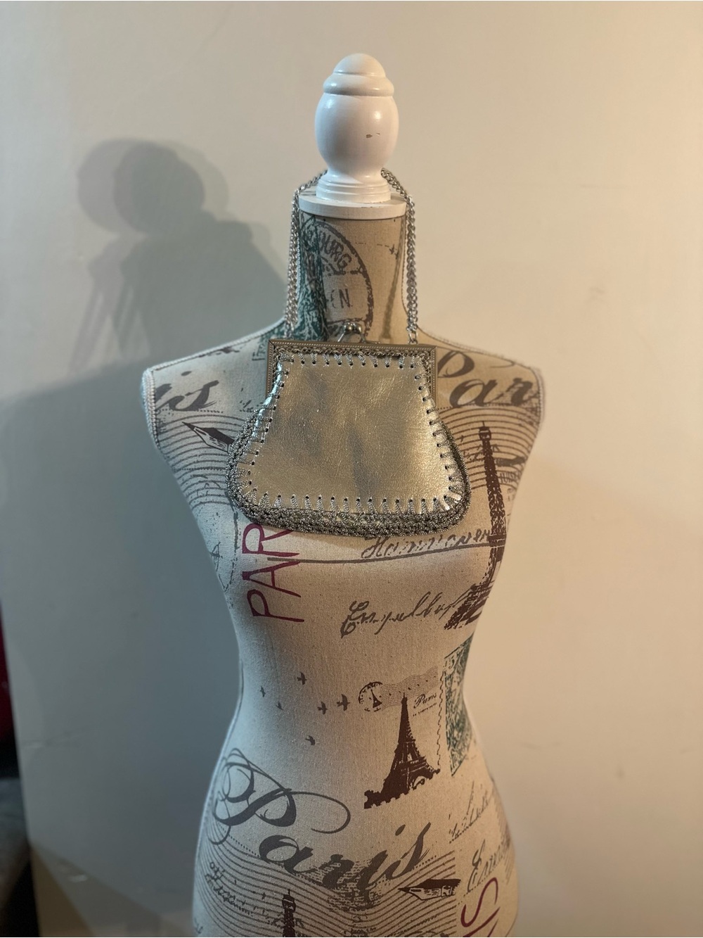 Metallic Silver Mini Bag with Chain Strap